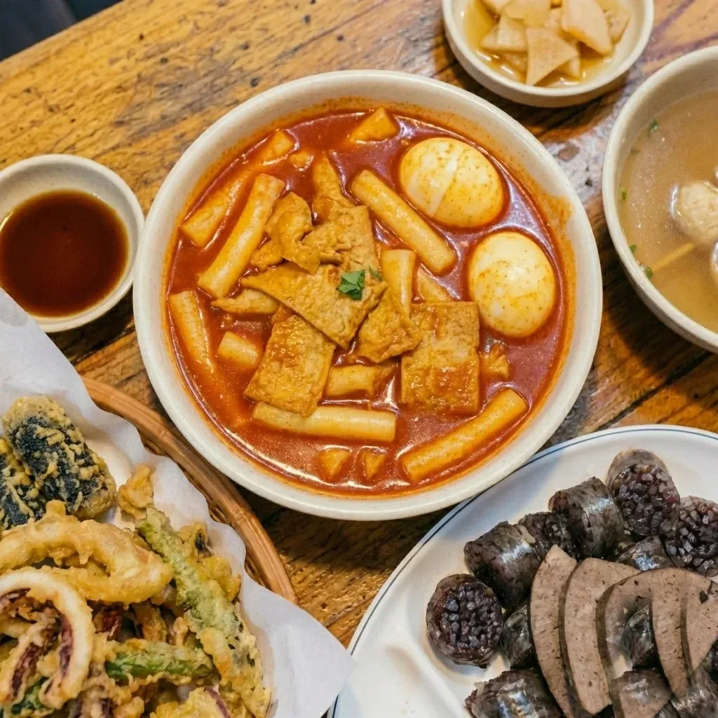 떡볶이·튀김·순대를 한 접시에 담은 떡튀순