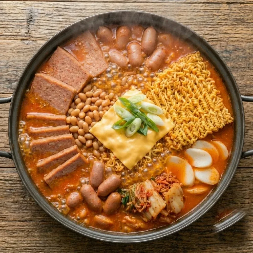 햄과 라면사리를 넣고 끓인 부대찌개