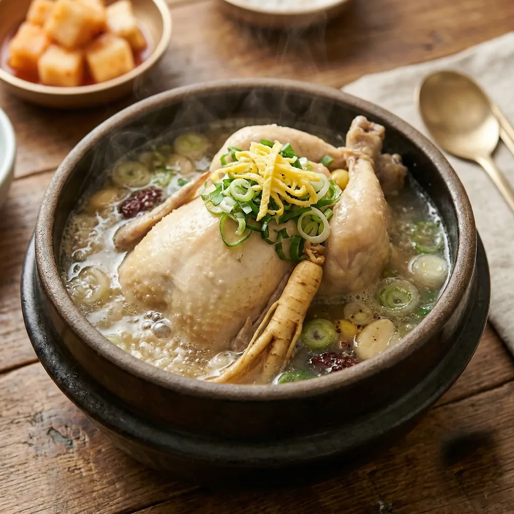 뚝배기에 끓여낸 복날 삼계탕