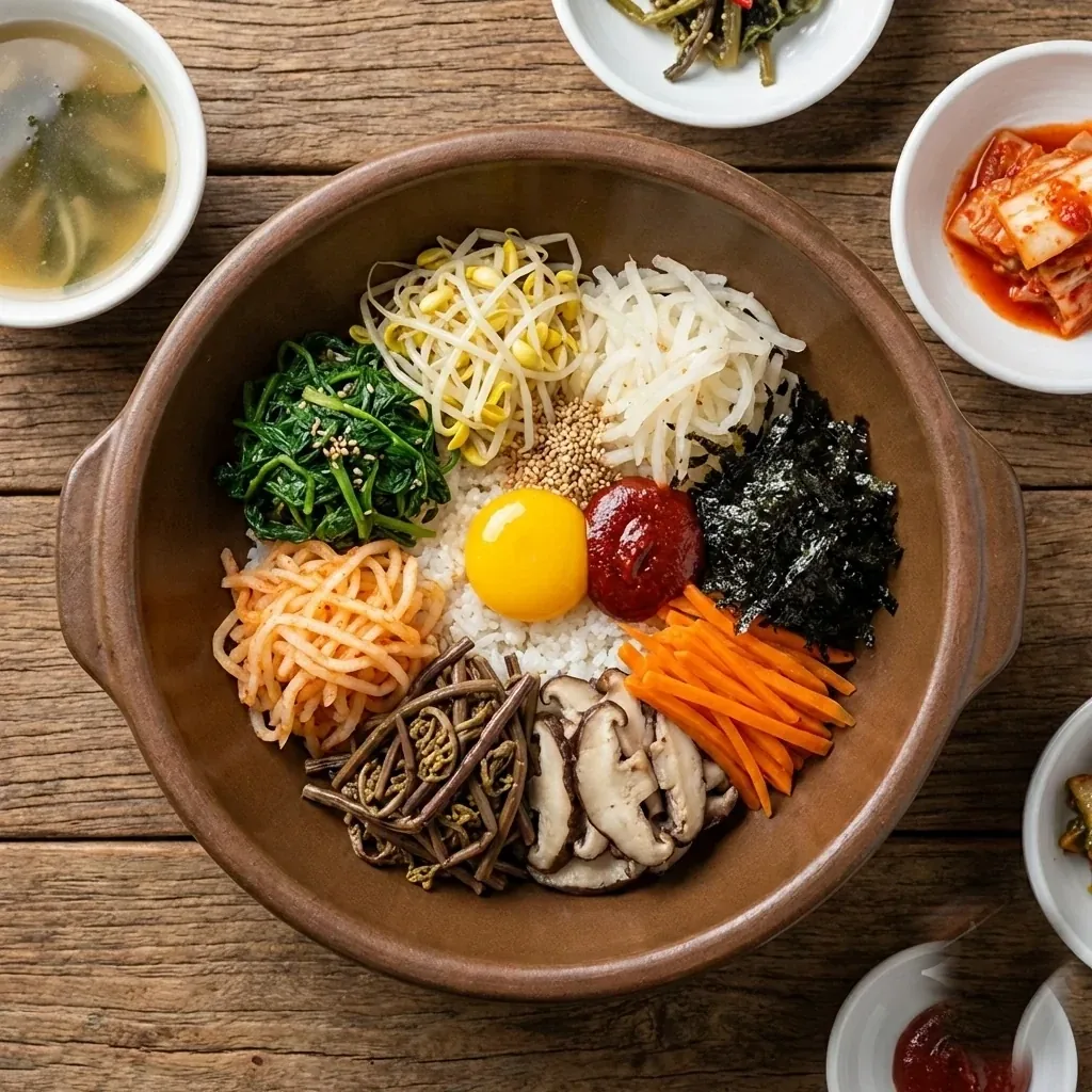 고명을 올린 전주비빔밥